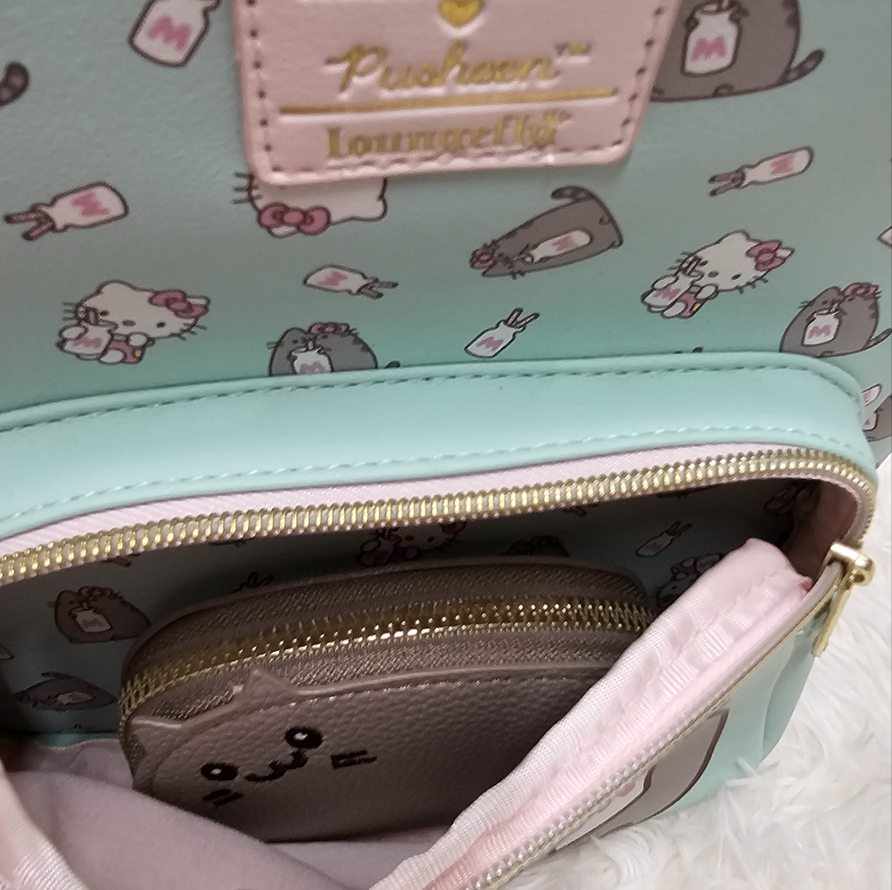Hello Kitty × Pusheen Loungefly Mini Backpack Leather Cute Girls EUC - Picture 8 of 10
